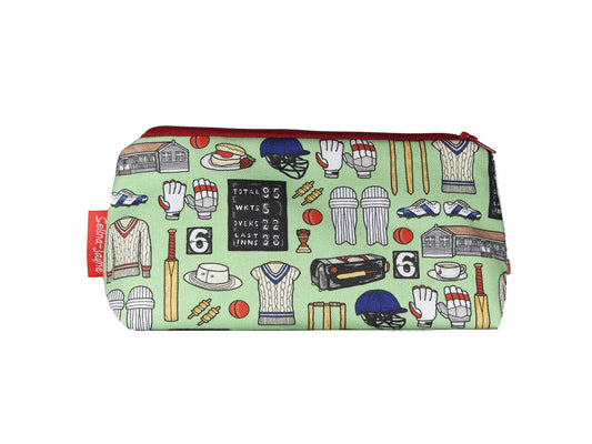 Cricket cosmetic bag with vibrant sport-themed print