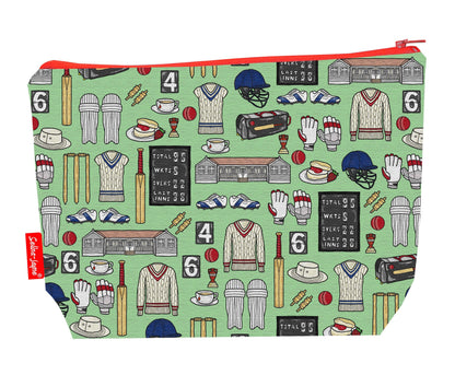 Cricket toiletry bag with vibrant British sport print by Selina-Jayne - 29cm premium wash bag