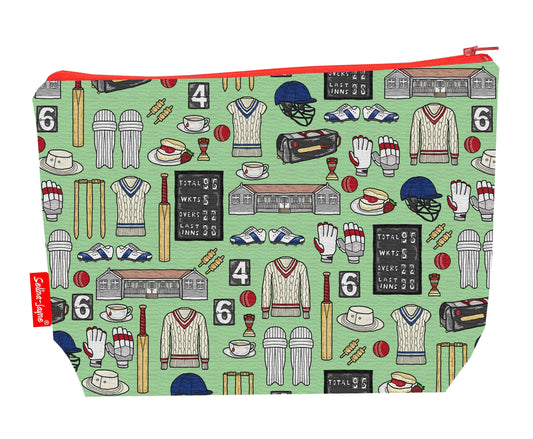 Cricket toiletry bag with vibrant British sport print by Selina-Jayne - 29cm premium wash bag