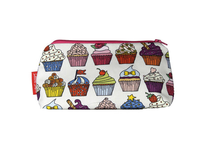 Cupcakes cosmetic bag with vibrant baking-themed print