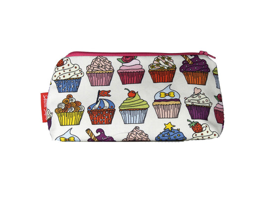 Cupcakes cosmetic bag with vibrant baking-themed print