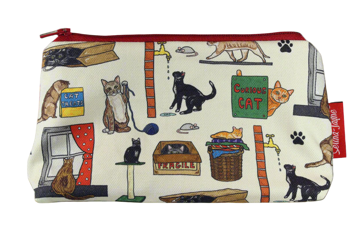 Selina-Jayne cat lover makeup bag with wipe-clean lining