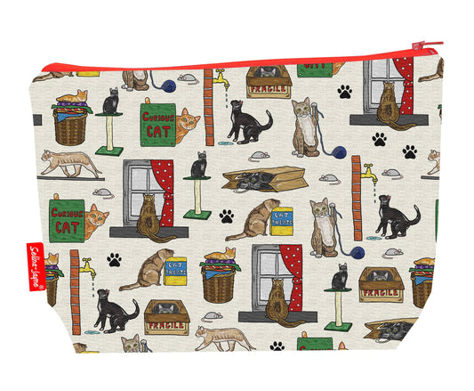 Curious cats toiletry bag with vibrant cat lover print by Selina-Jayne - 29cm premium wash bag