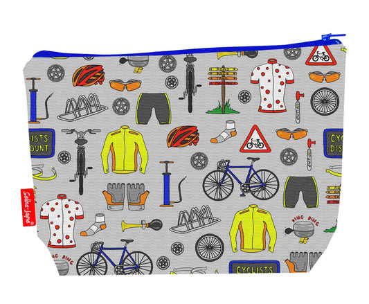 Cycling toiletry bag with vibrant cyclist print by Selina-Jayne - 29cm premium wash bag