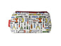 DIY cosmetic bag with vibrant craft-themed print