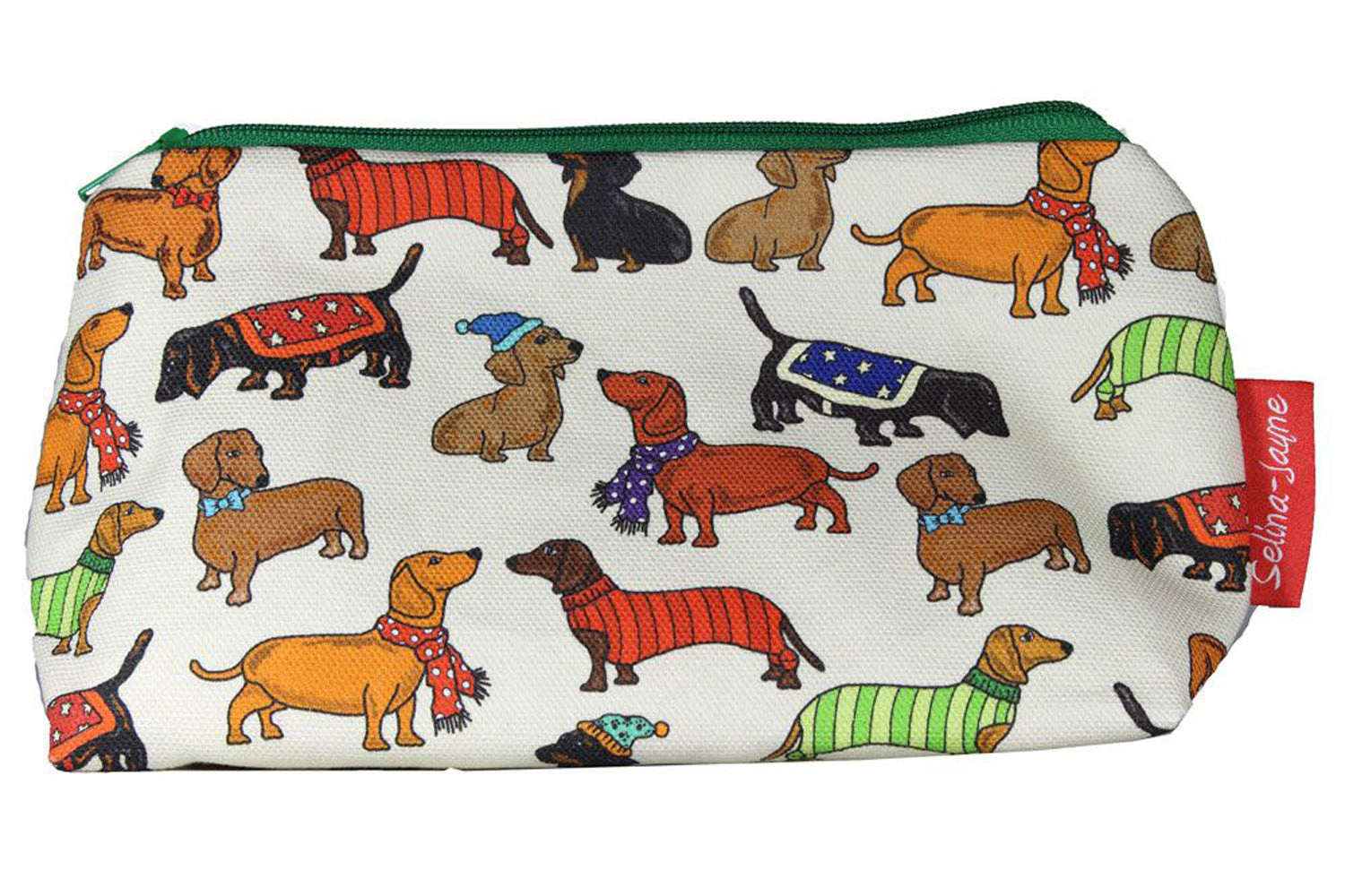 Selina-Jayne Dachshund lover makeup bag with wipe-clean lining