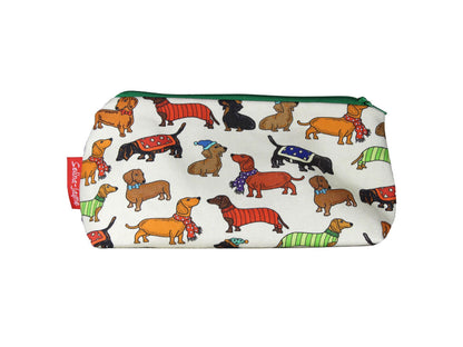 Dachshund cosmetic bag with vibrant sausage dog print