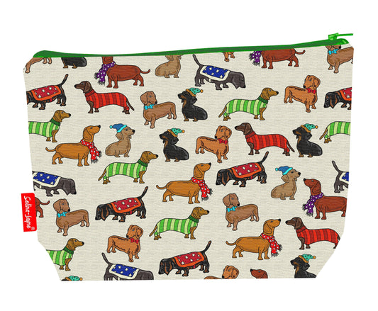 Dachshund dogs toiletry bag with vibrant sausage dog print by Selina-Jayne - 29cm premium wash bag