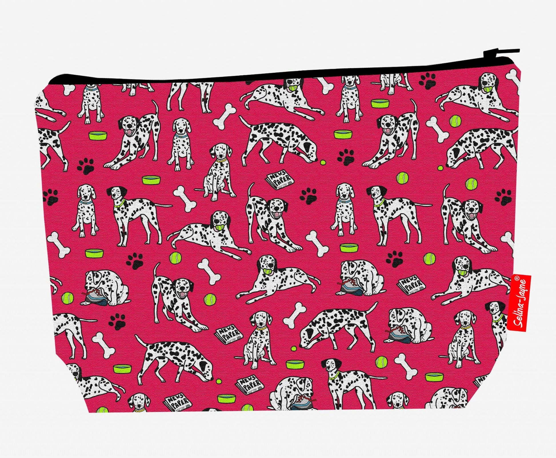 Dalmatian wash bag interior detail - wipe-clean lining and durable polyester construction