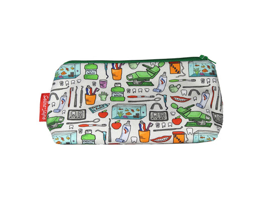 Dentist cosmetic bag with vibrant dental profession print