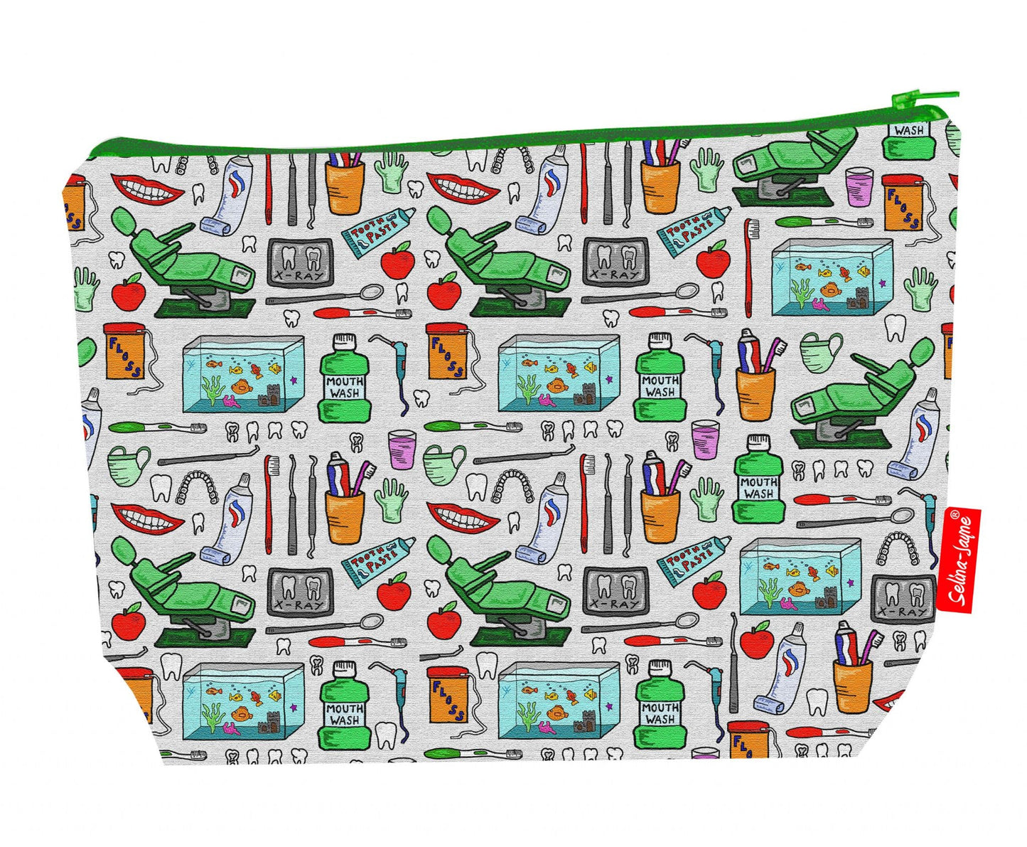 Dentist wash bag interior detail - wipe-clean lining and durable polyester construction