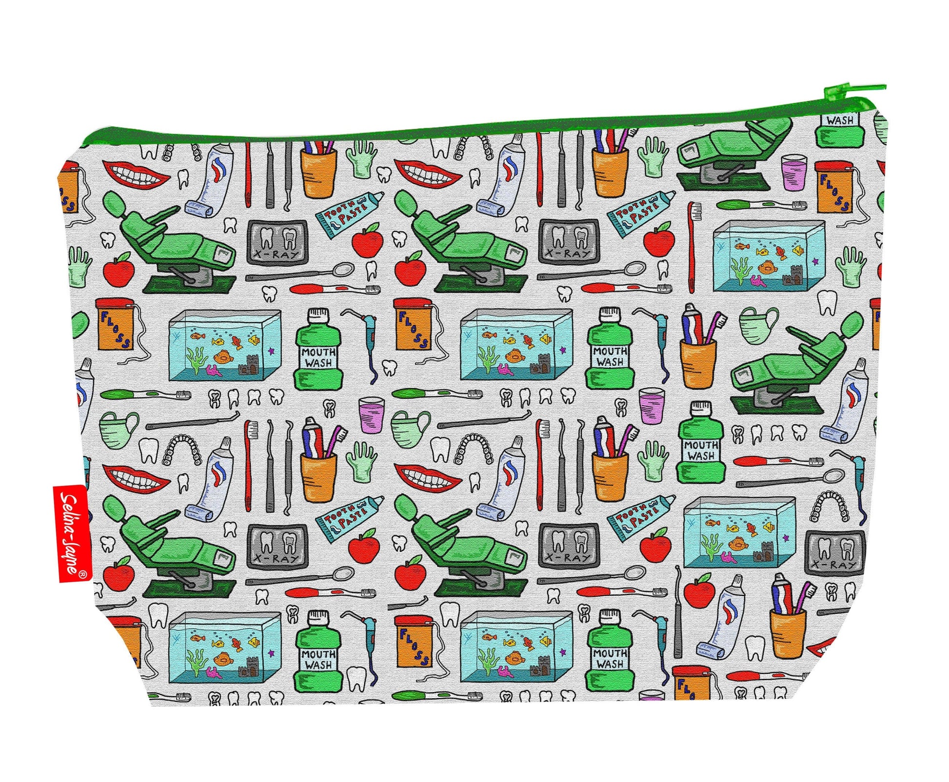 Dentist toiletry bag with vibrant dental professional print by Selina-Jayne - 29cm premium wash bag
