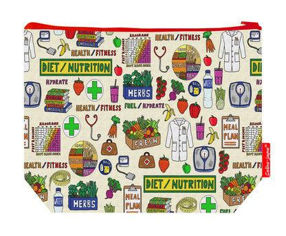 Dietitian toiletry bag with vibrant nutrition professional print by Selina-Jayne - 29cm premium wash bag