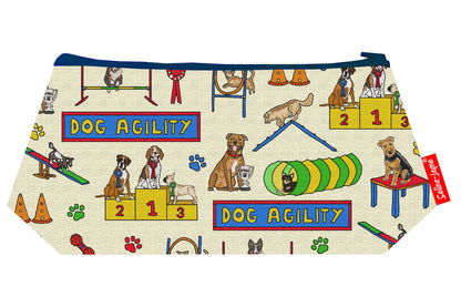 Premium Dog Agility makeup bag featuring wipe-clean lining and colourfast HD print, perfect gift for dog trainers