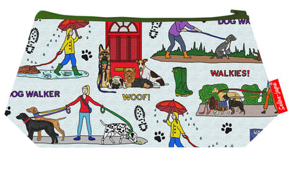 Premium Dog Walker makeup bag featuring wipe-clean lining and colourfast HD print, perfect gift for dog walkers