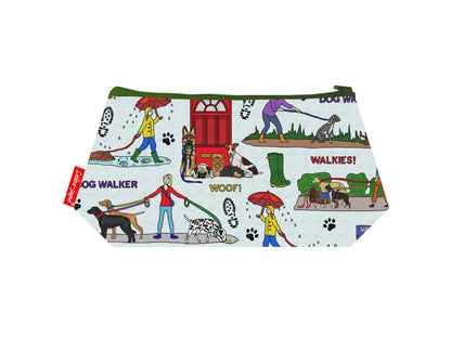 Dog Walker cosmetic bag with pet professional illustration on durable polyester fabric with colour-coordinated zipper