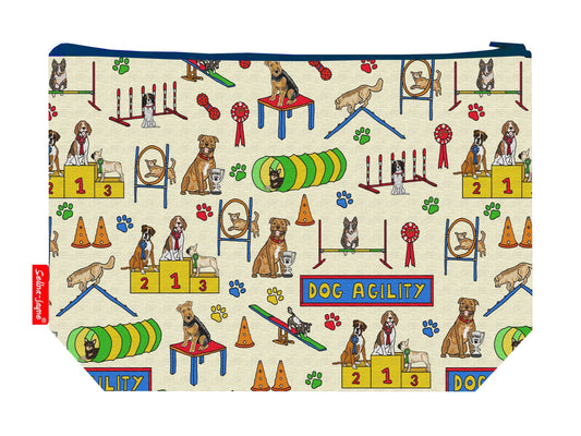 Dog agility toiletry bag featuring dynamic training course design with vibrant HD print by Selina-Jayne Designs