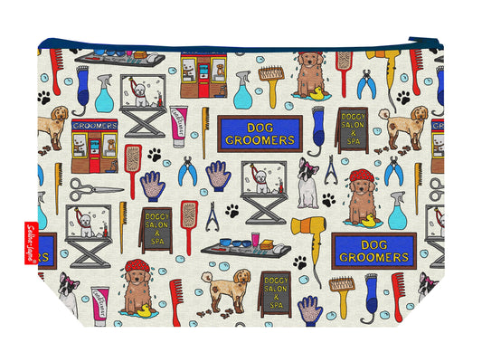 Dog groomer toiletry bag featuring pet styling design with vibrant HD print by Selina-Jayne Designs