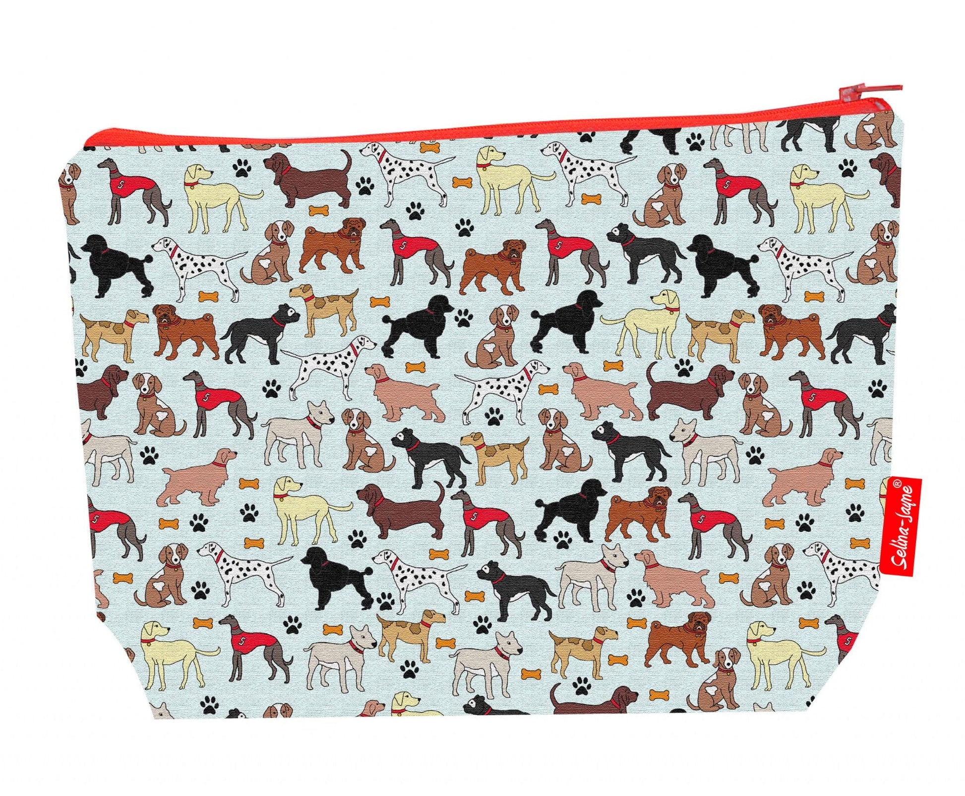 Premium 29cm dog lover's wash bag with washable lining and durable polyester construction