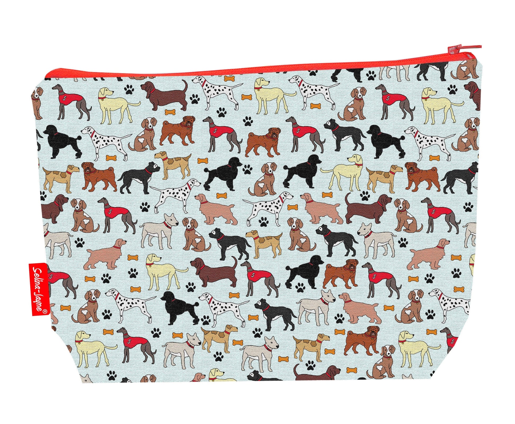 Dogs toiletry bag featuring charming canine design with vibrant HD print by Selina-Jayne Designs