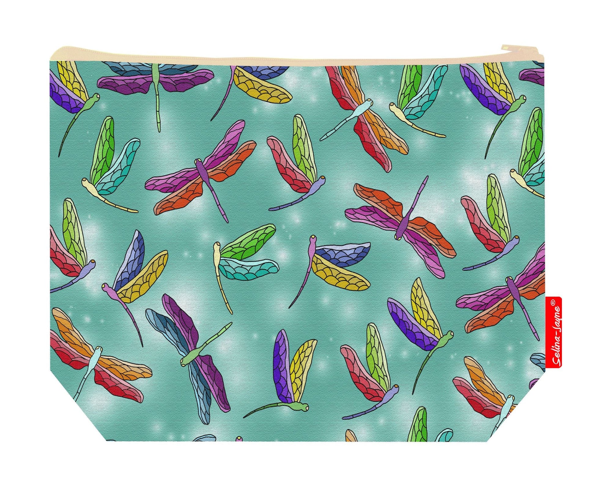 Premium dragonfly wash bag with practical 29cm size and vibrant HD print