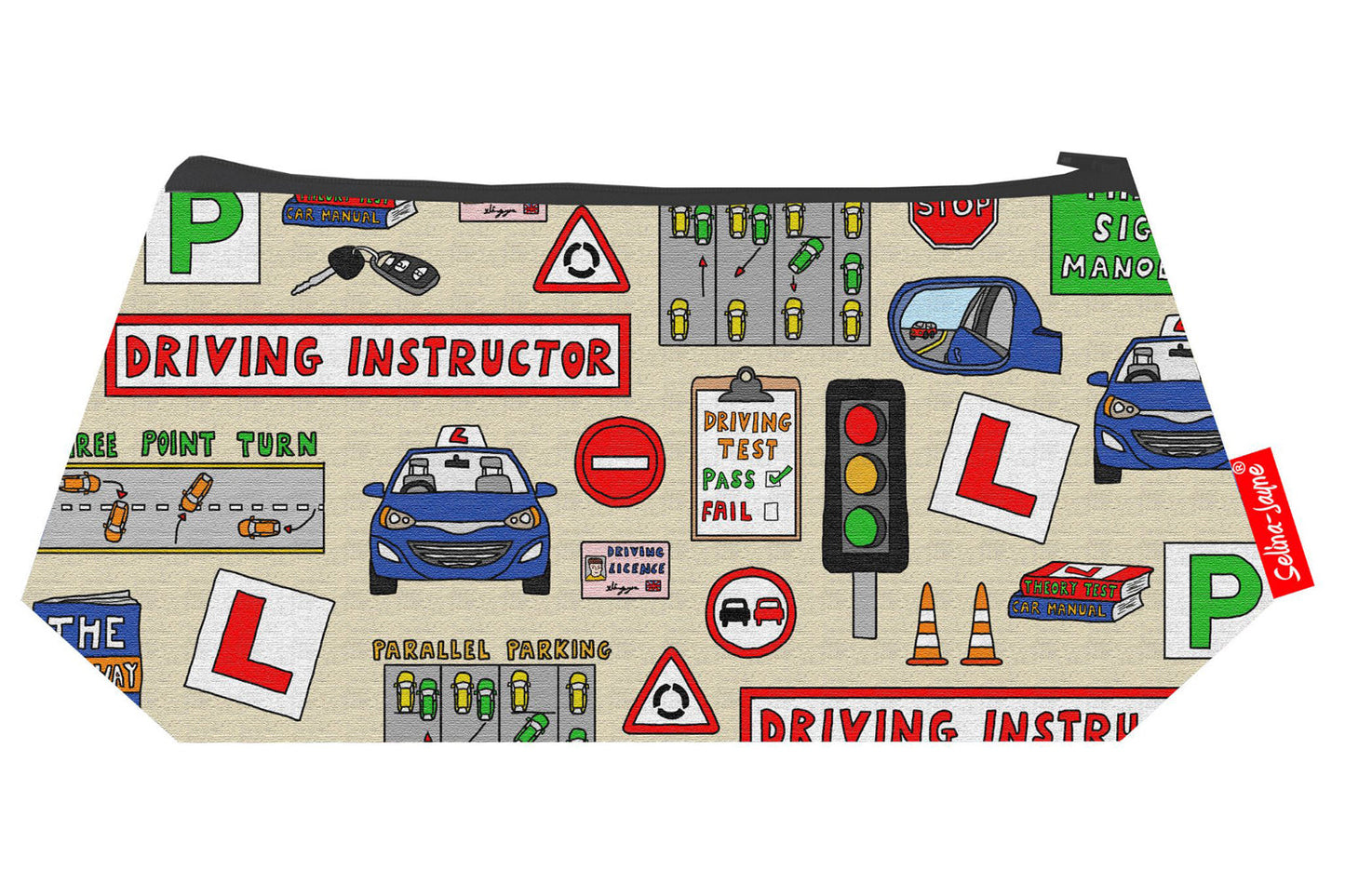 Premium Driving Instructor makeup bag featuring wipe-clean lining and colourfast HD print, perfect gift for instructors