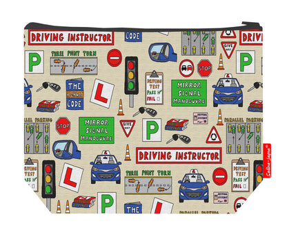 Premium driving instructor wash bag with practical 29cm size and vibrant HD print