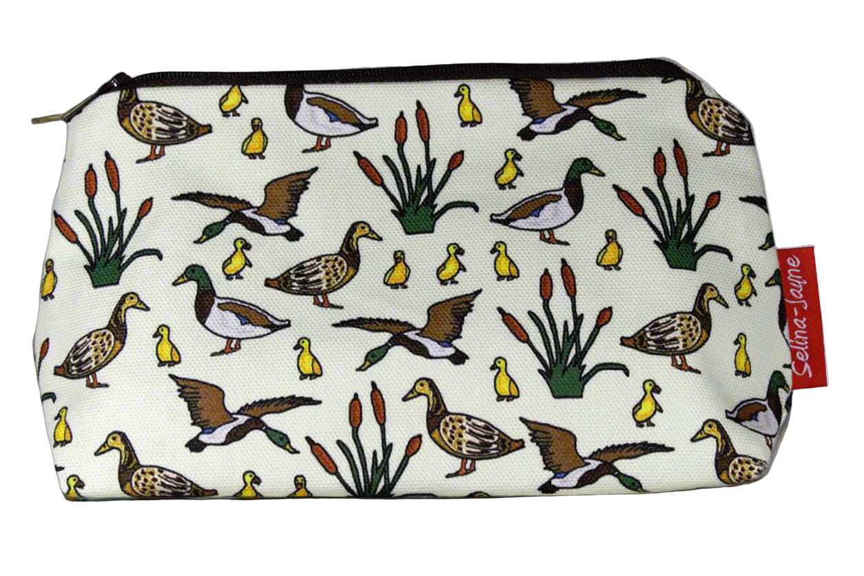 Premium Ducks makeup bag featuring wipe-clean lining and colourfast HD print, perfect gift for bird lovers