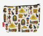 Egyptologist toiletry bag with Ancient Egyptian design showing washable lining and zip detail