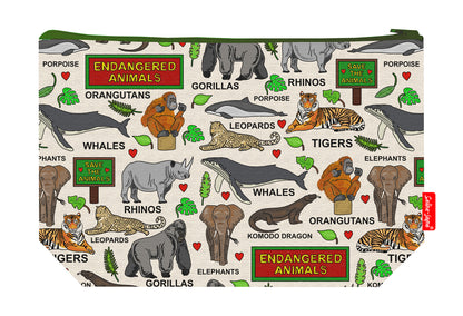 Premium endangered animals wash bag with vibrant HD print and washable lining