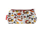 English Breakfast cosmetic bag with British food illustration on durable polyester fabric with colour-coordinated zipper