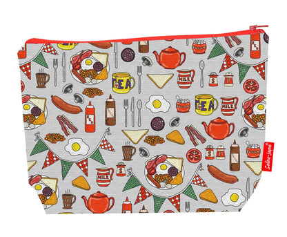 Premium English breakfast wash bag with practical 29cm size and vibrant HD print