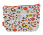 English breakfast toiletry bag with British food design showing washable lining and zip detail