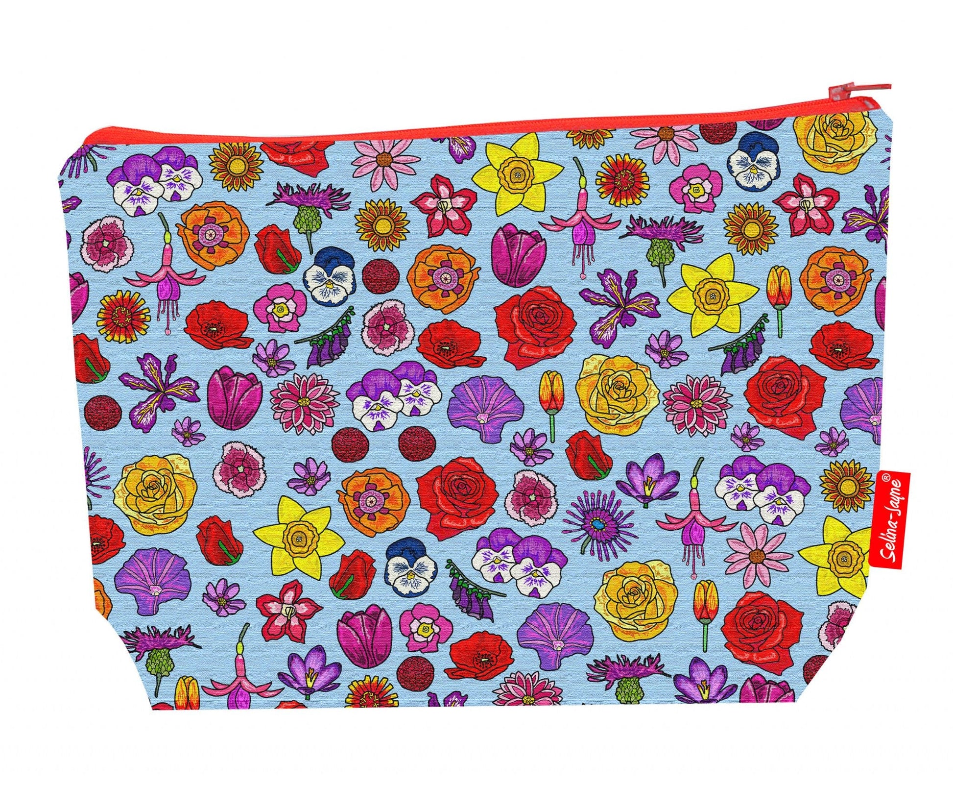 Premium English flowers wash bag with practical 29cm size and vibrant HD print