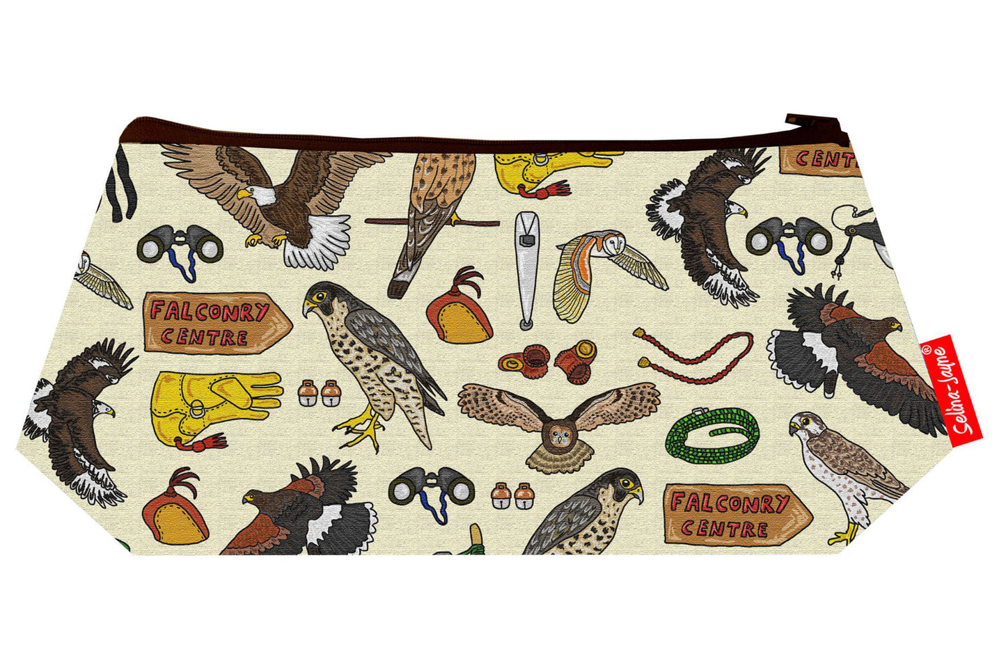 Premium Falconry makeup bag featuring wipe-clean lining and colourfast HD print, perfect gift for falconry enthusiasts