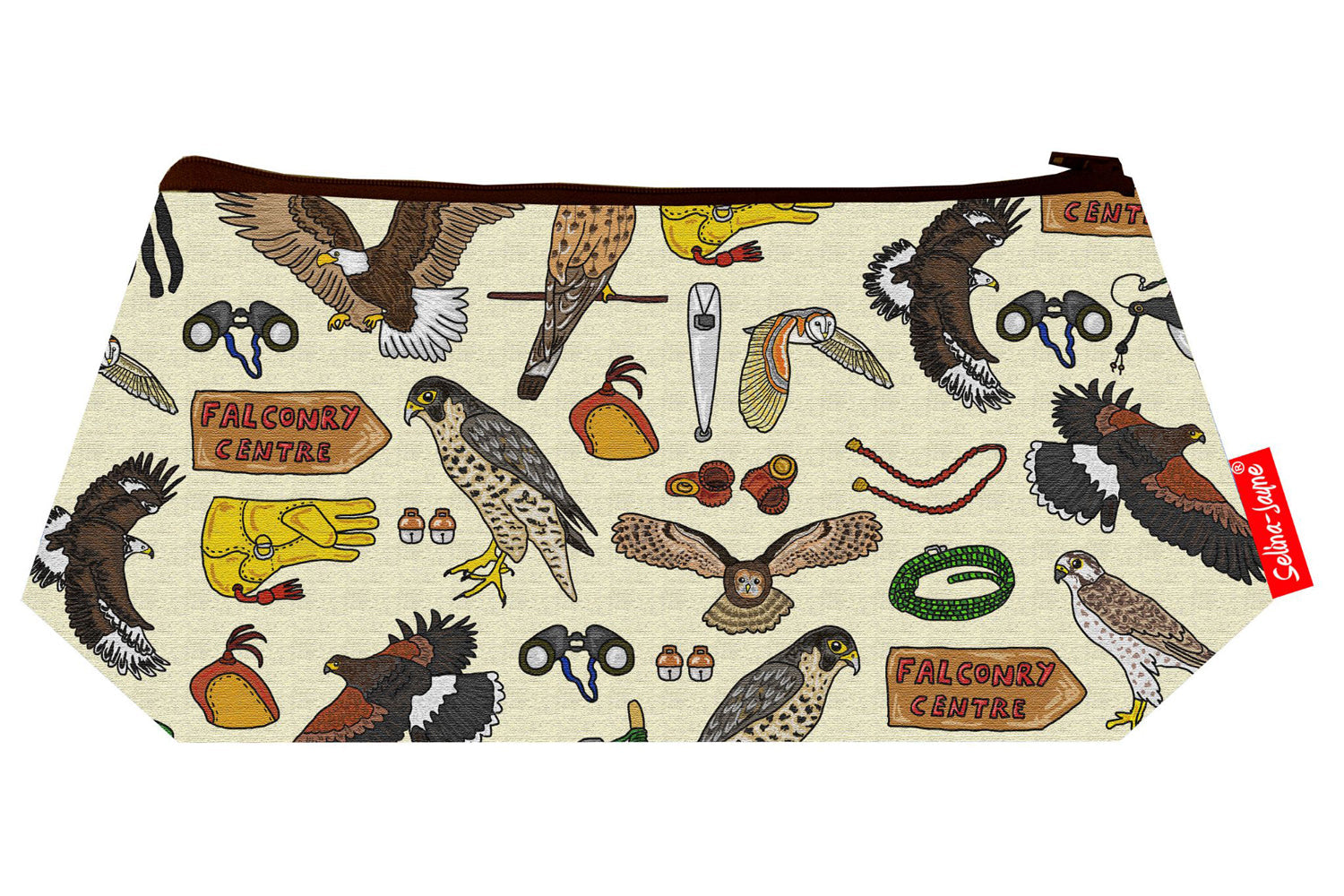 Premium Falconry makeup bag featuring wipe-clean lining and colourfast HD print, perfect gift for falconry enthusiasts