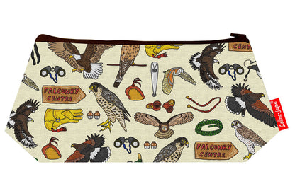 Premium Falconry makeup bag featuring wipe-clean lining and colourfast HD print, perfect gift for falconry enthusiasts