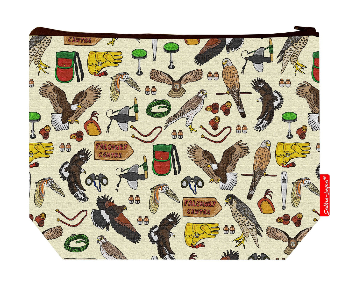 Premium falconry wash bag with practical 29cm size and vibrant HD print