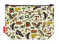 Falconry toiletry bag with birds of prey design showing washable lining and zip detail