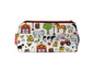 Farmer cosmetic bag with agricultural-themed illustration on durable polyester fabric with colour-coordinated zippe