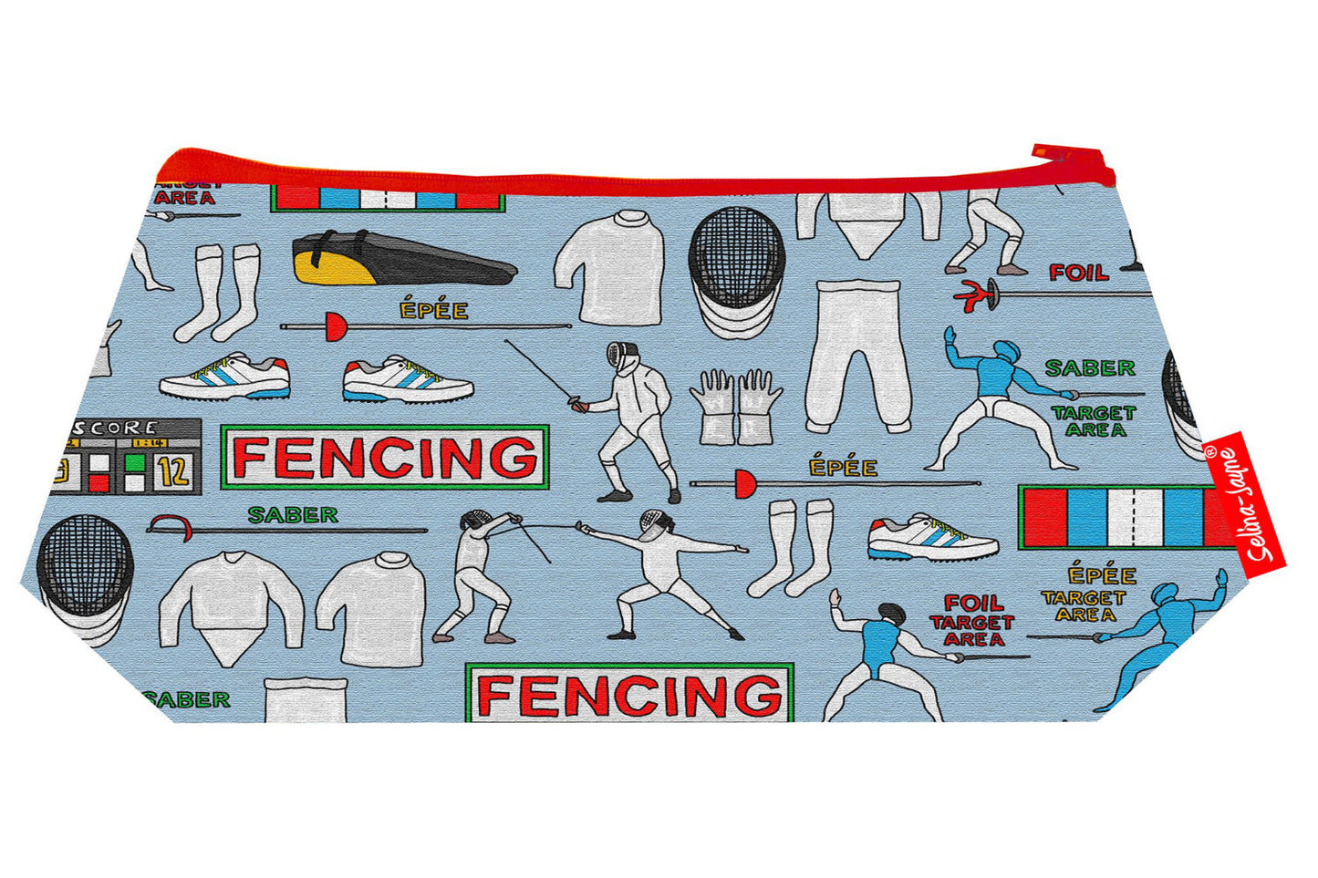 Premium Fencing makeup bag featuring wipe-clean lining and colourfast HD print, perfect gift for fencing enthusiasts