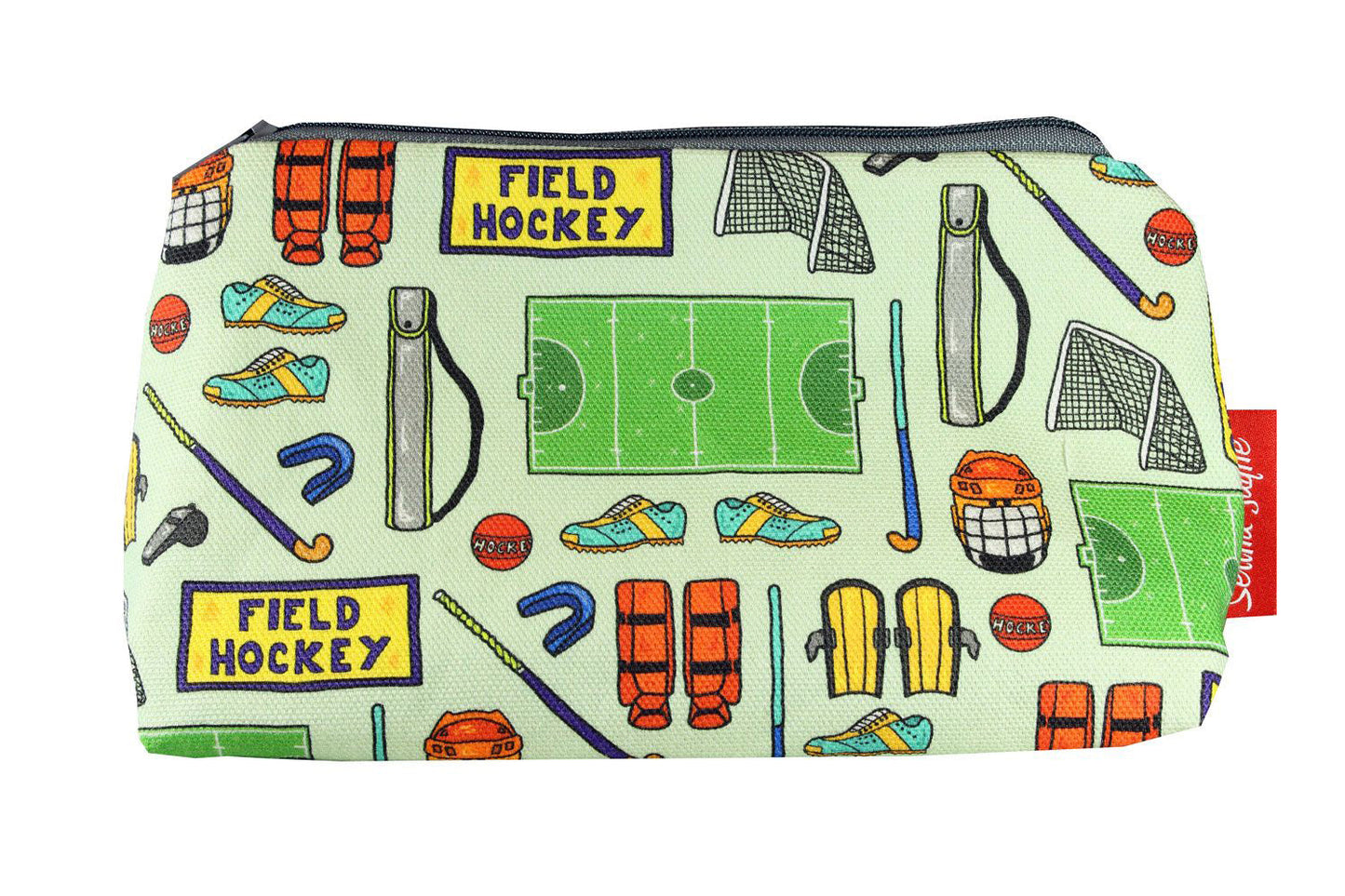Premium Field Hockey makeup bag featuring wipe-clean lining and colourfast HD print, perfect gift for hockey players