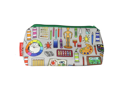 Fine Art cosmetic bag with elegant artistic illustration on durable polyester fabric with colour-coordinated zippe