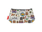 Fish and Chips cosmetic bag with British food illustration on durable polyester fabric with colour-coordinated zipper