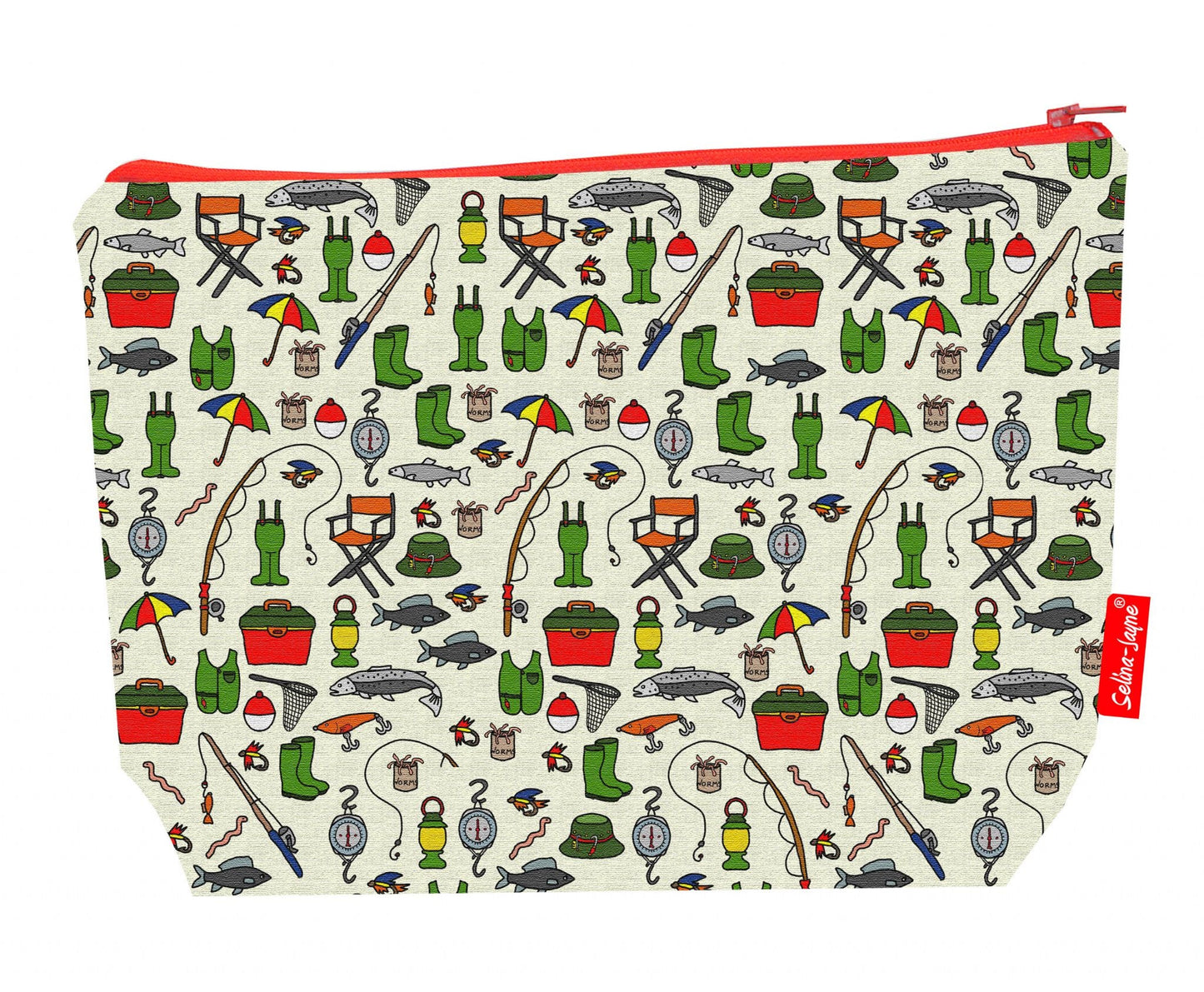 Premium fishing wash bag with practical 29cm size and vibrant HD print