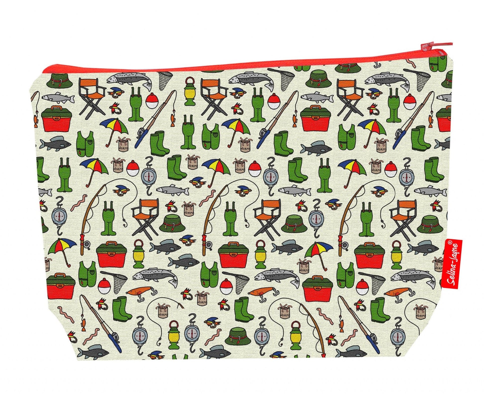 Premium fishing wash bag with practical 29cm size and vibrant HD print