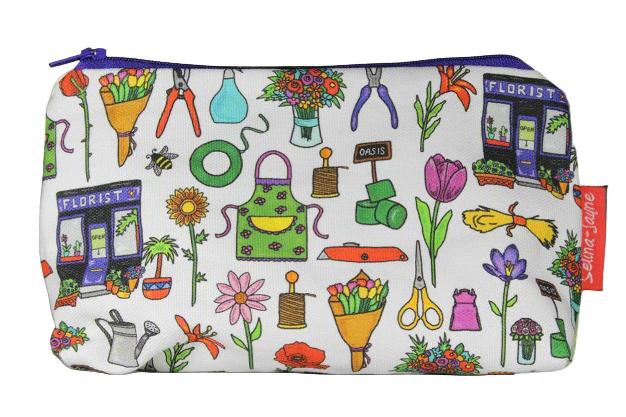 Premium Florist makeup bag featuring wipe-clean lining and colourfast HD print, perfect gift for florists