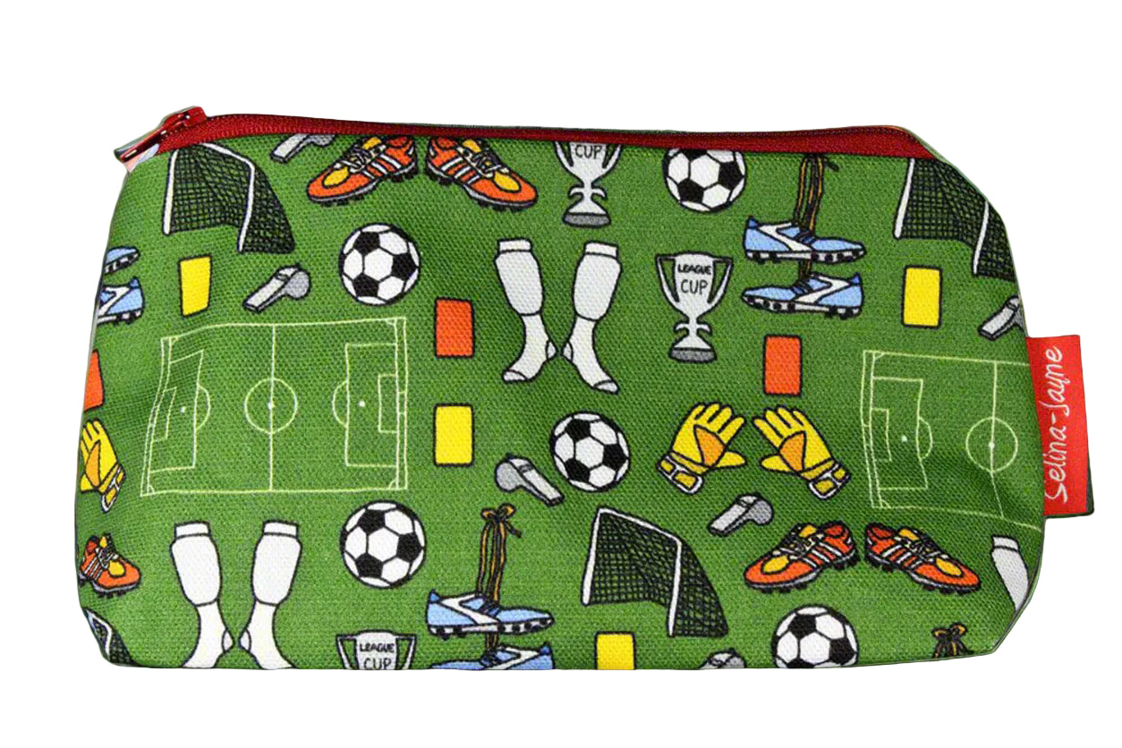 Premium Football makeup bag featuring wipe-clean lining and colourfast HD print, perfect gift for football fans