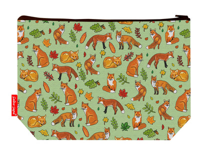 Fox toiletry bag with wildlife design showing washable lining and zip detail