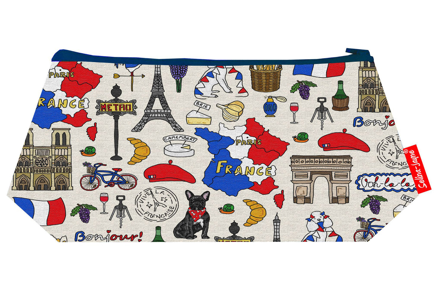 Premium France makeup bag featuring wipe-clean lining and colourfast HD print, perfect gift for France lovers
